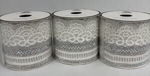 3 Rolls Crafters Seamstress' Ribbon Wide Lace Iron On Trim White
